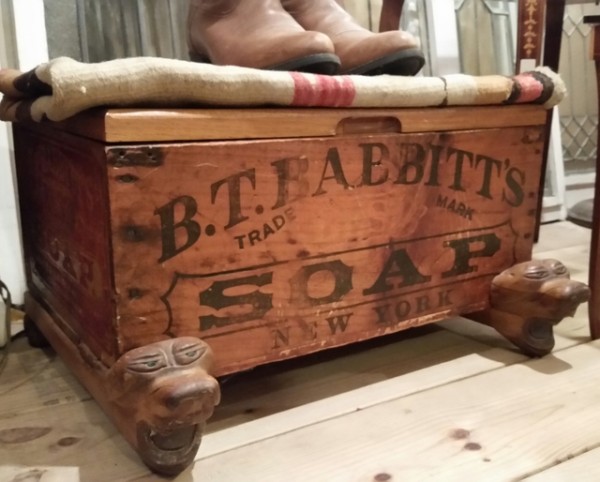19th century Benjamin Talbot Babbitt original advertising soap box. Where the phrase "Get off your Soap Box" originated. 