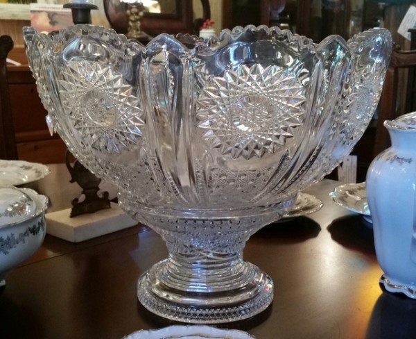 Heisey punch bowl on stand